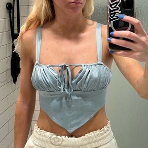 Adorable blue satin top